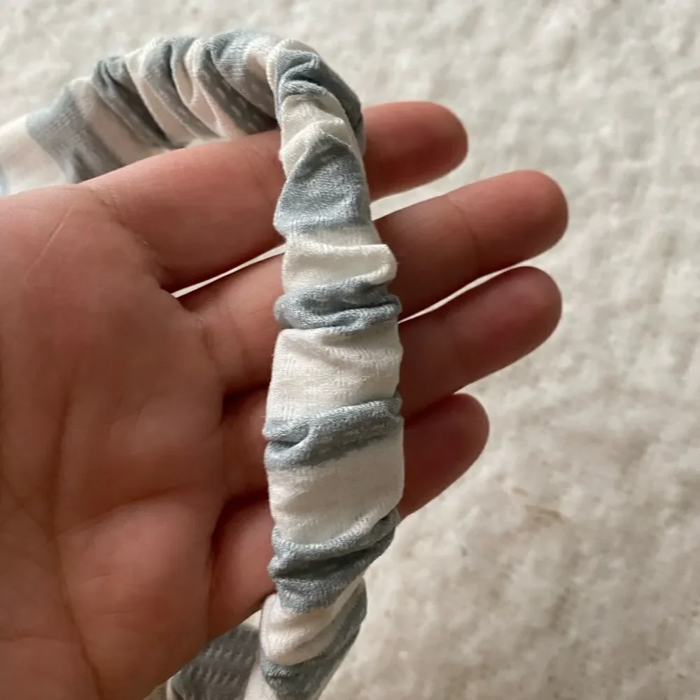 Gray and White Striped Knot Headband